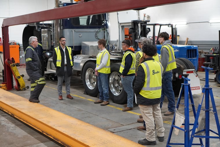Interns Visiting Diesel Mechanic Shop