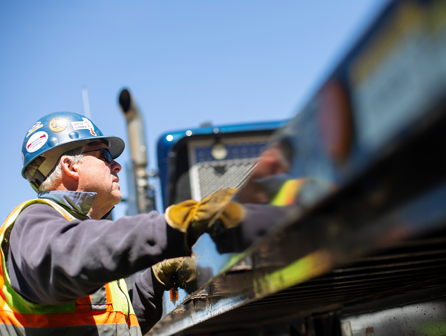 technician preparing truck