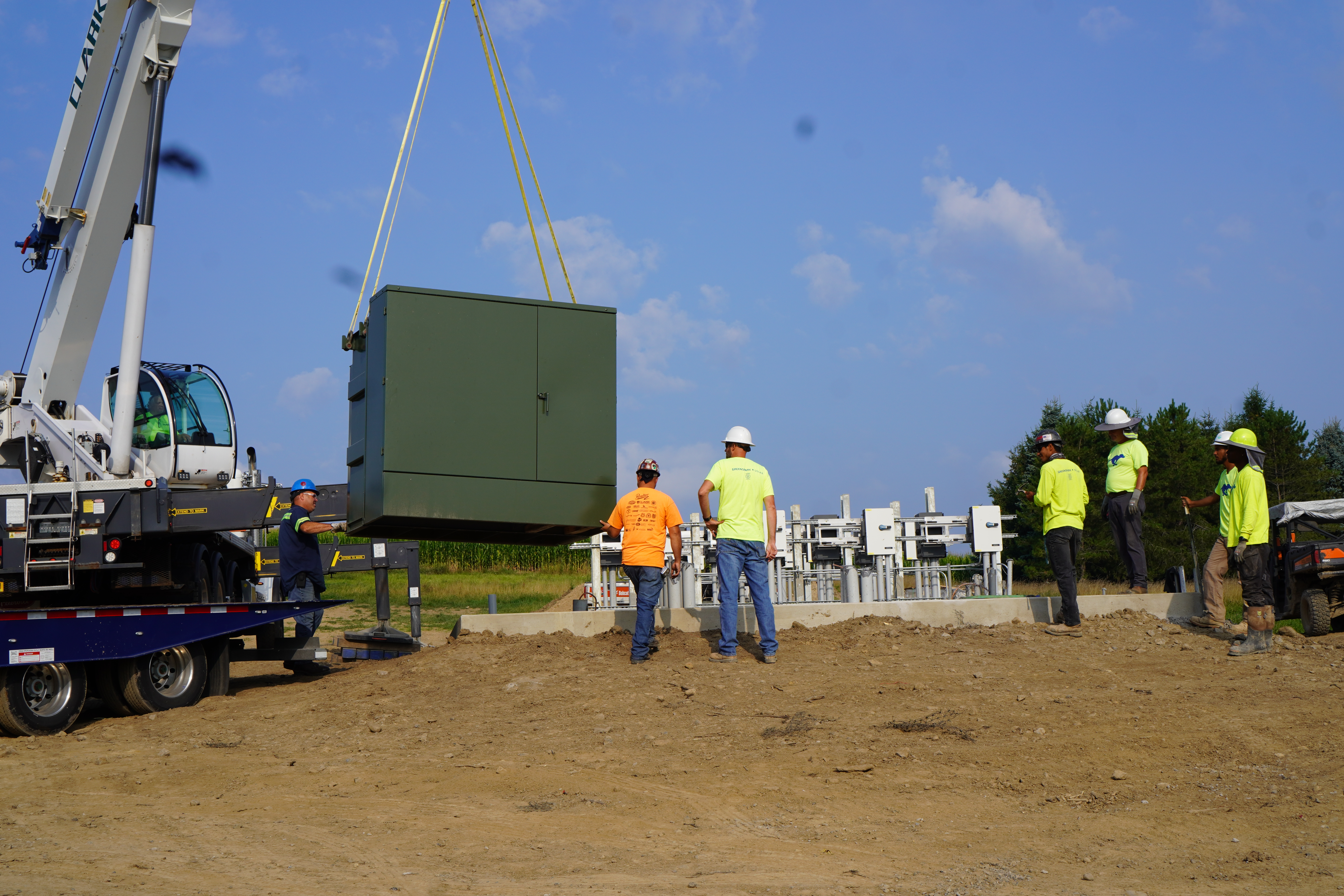 Wide angle shot of transformer installation site
